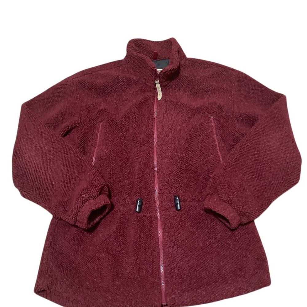 WOOLRICH Nubby Fleece Sherpa Farm Barn Jacket Red Full Zip Women's Sz M